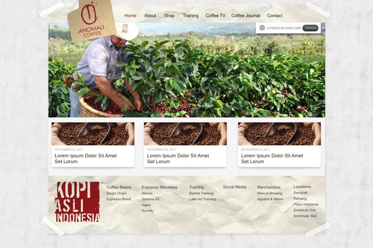 Web design work for Anomali Coffee