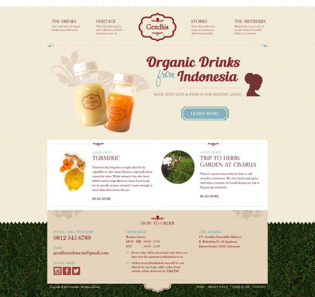 Gendhis Drinks: Website Design