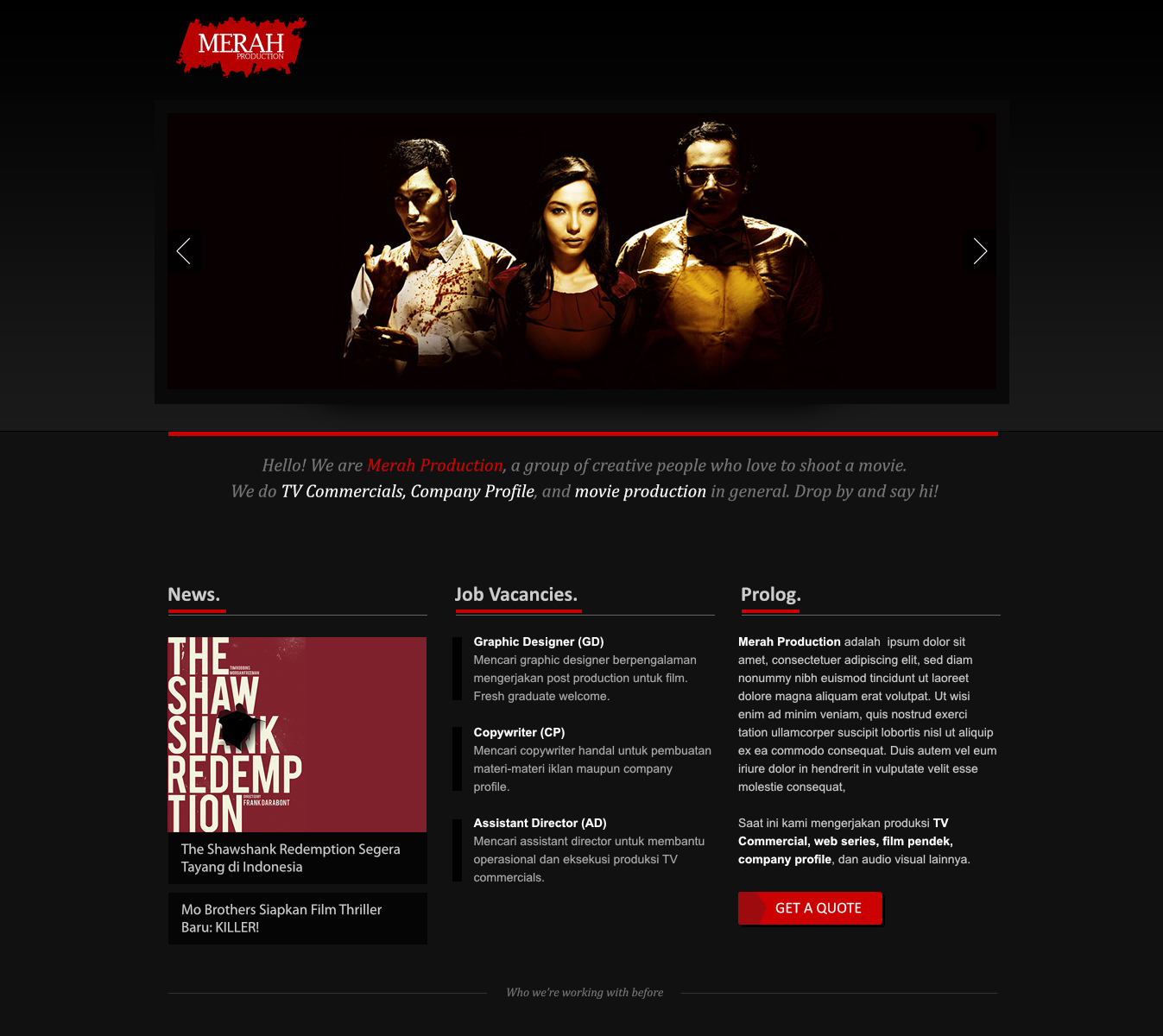 Website design for Merah Production
