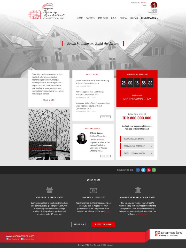 Sinar Mas Land Young Architect: Website Design